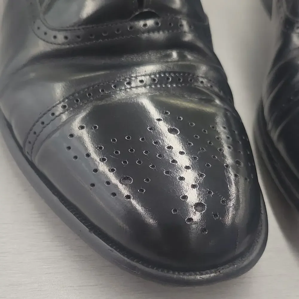 Alfani Made in Italy Men's Black Medallion Cap Toe Oxford Dress Shoes Size 12
